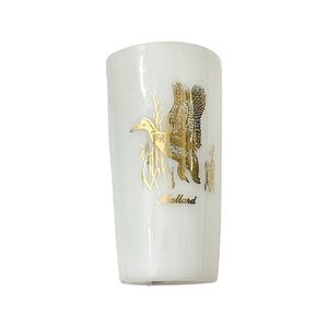 Vintage Federal Glass Co. White Milk Glass Highball Glass w/ 24k Gold Mallard